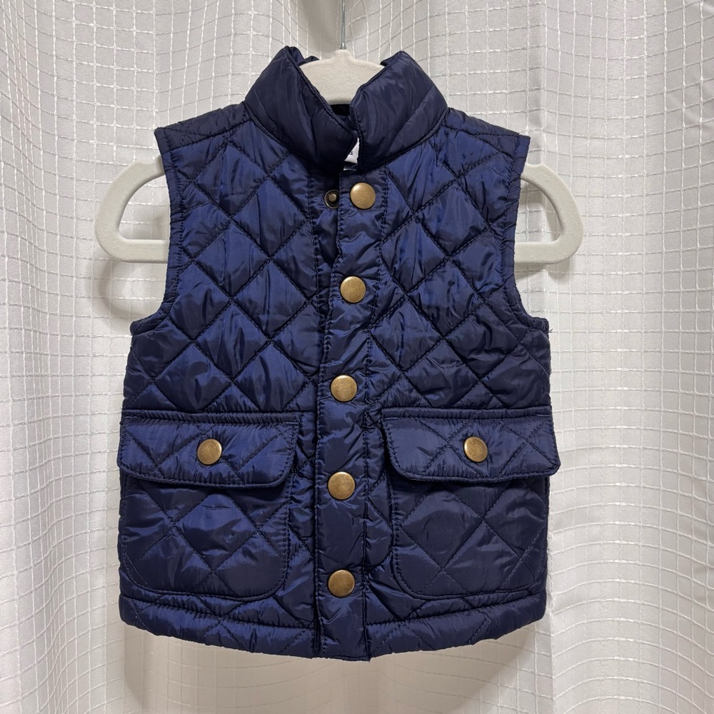 Tommy Bahama Puffer Vest Navy Blue Gold Buttons Infant Baby Size 3-6 months